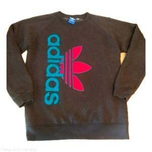 adidas Y2K pullover colorful sweatshirt grey size large